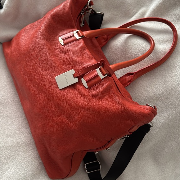 Vintage! Kenneth Cole Reaction Orange Genuine Leather Shoulder Bag Purse Handbag - Picture 1 of 12